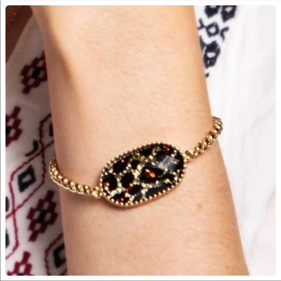 Leopard Print Adjustable Bracelet — Gold Chain Statement Jewelry - Picture 2 of 4